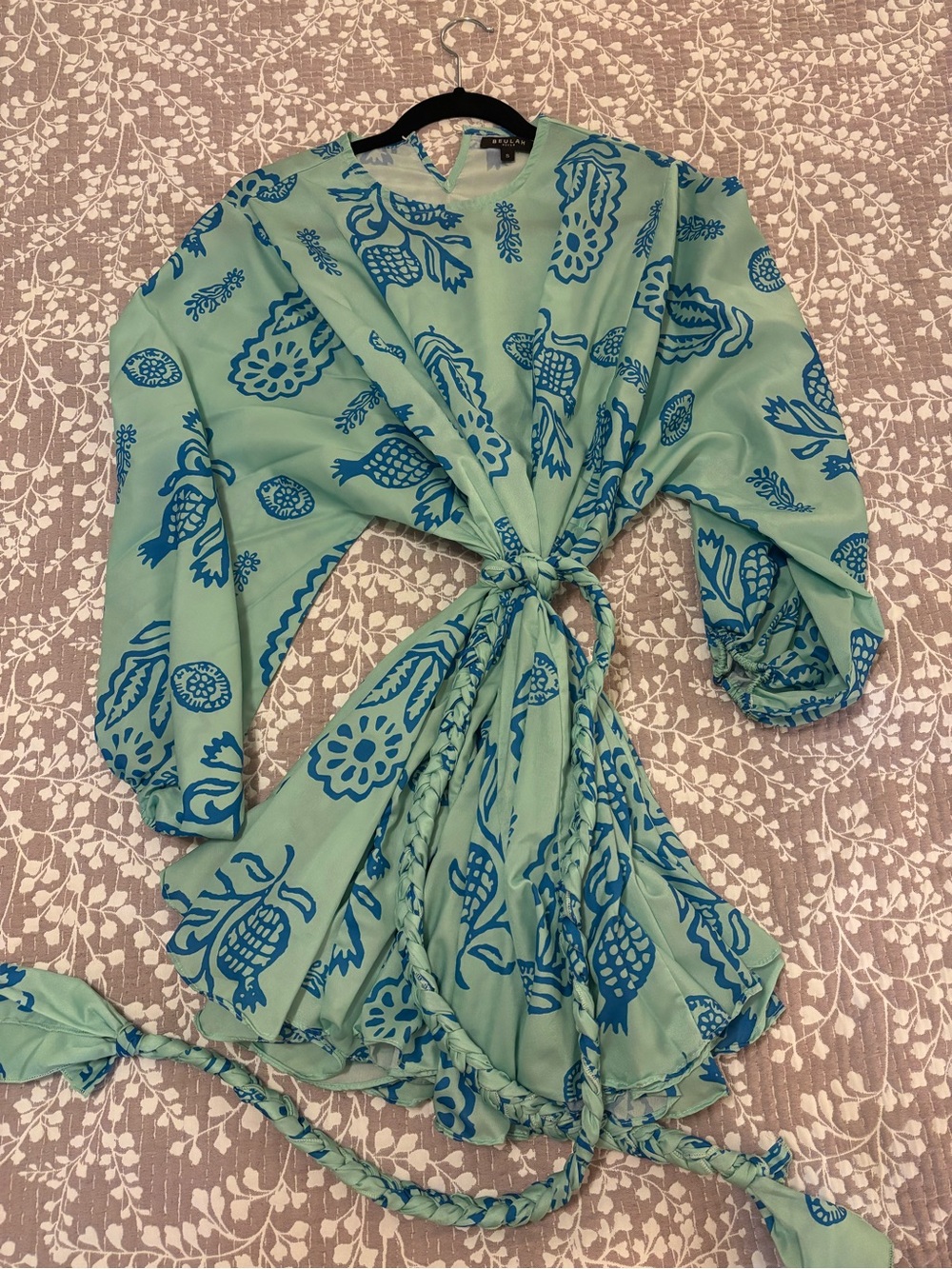 Beulah Mint Green and Cobalt Blue Floral Dress